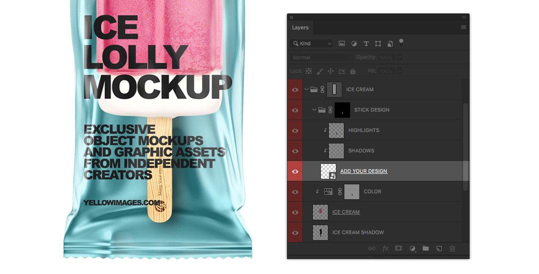 Download How To Edit The Fruit Ice Lolly Mockup On Yellow Images PSD Mockup Templates