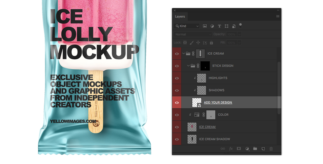 How To Edit The Fruit Ice Lolly Mockup On Yellow Images