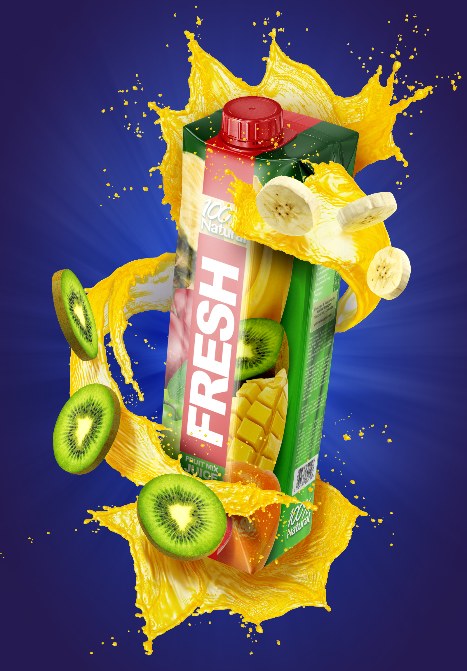 Juice Pack Poster On Yellow Images