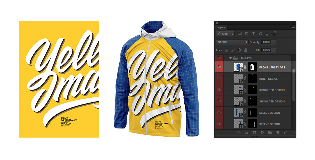 Psd Object Mockups Tutorial How To Edit Men S Windbreaker Jacket Mockup On Yellow Images