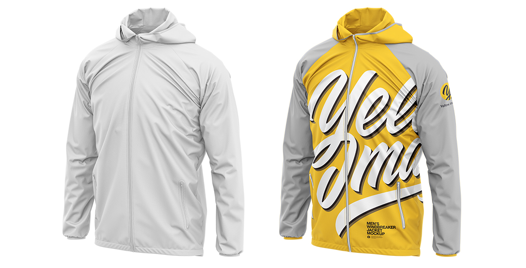 Download Psd Object Mockups Tutorial How To Edit Men S Windbreaker Jacket Mockup On Yellow Images PSD Mockup Templates