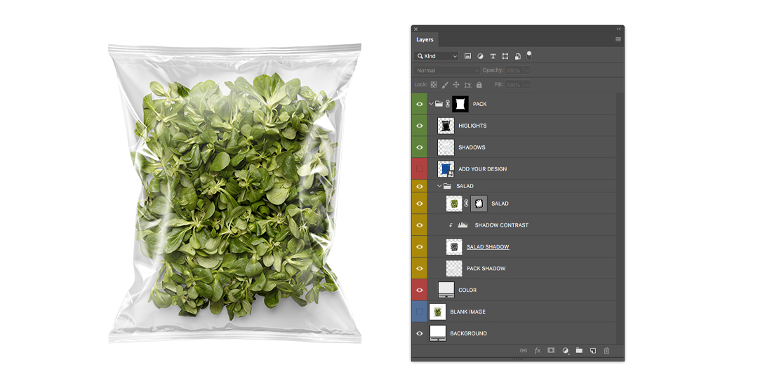 Download How To Edit The Plastic Bag With Corn Salad Mockup On Yellow Images PSD Mockup Templates