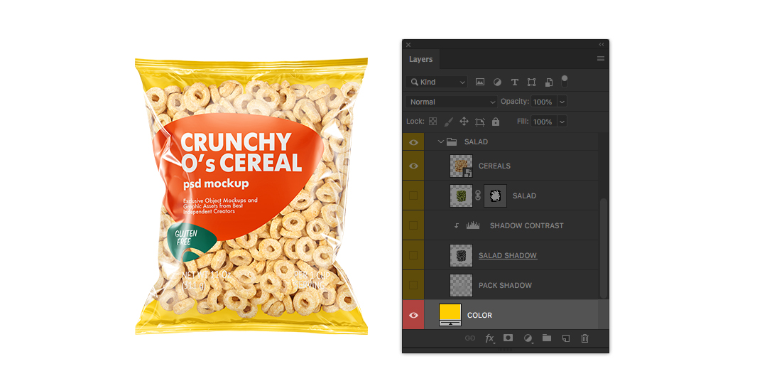 How To Edit The Plastic Bag With Corn Salad Mockup On Yellow Images