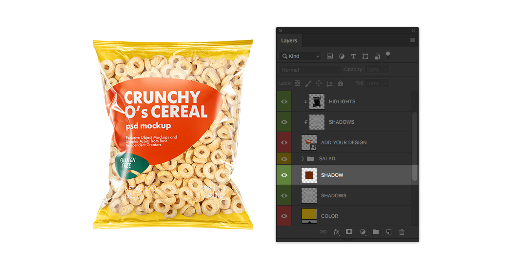 Download How To Edit The Plastic Bag With Corn Salad Mockup On Yellow Images PSD Mockup Templates